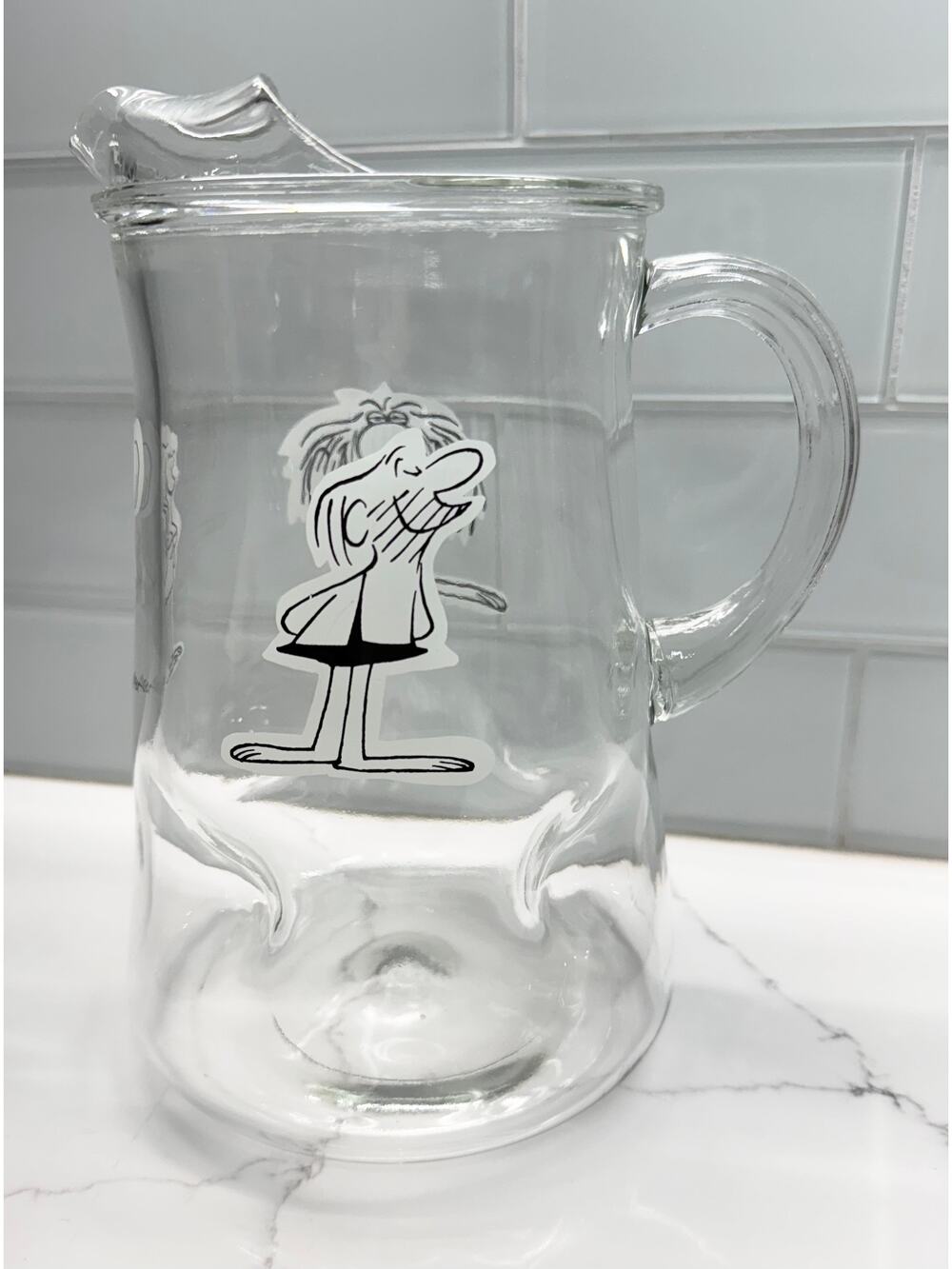 RARE Vintage B.C. Johnny Hart Arby's Glass Pitcher: B.C., Grace, Grog Characters